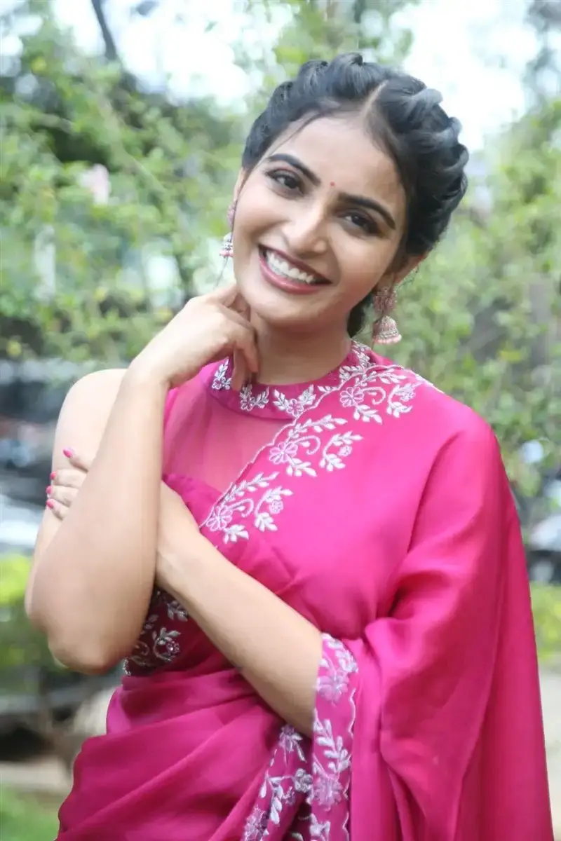 Actress Ananya Nagalla Red Saree at Anveshi Movie Release